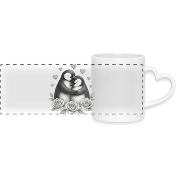 Love Duo Penguin Roses - Panoramic mug with heart handle - white - Front