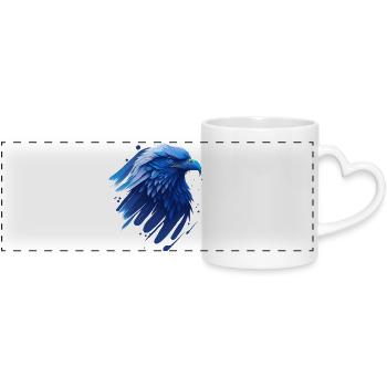 Blue Eagle - Panoramic mug with heart handle - white - Front