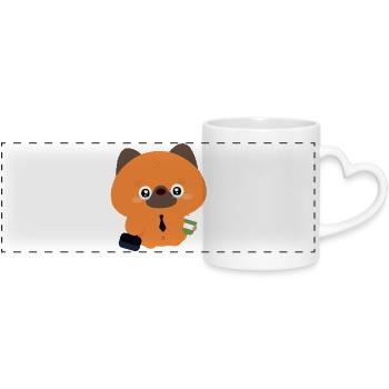 Kawaii Tired German Shepherd - Panoramic mug with heart handle - white - Front