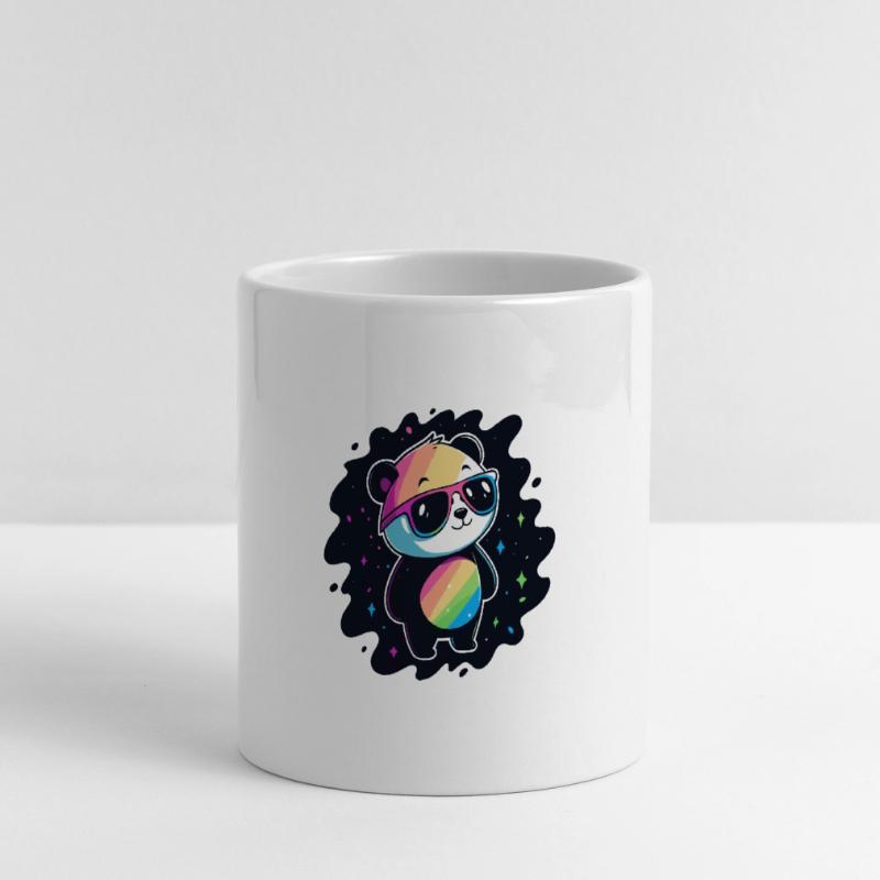 Panda Rainbow Galaxy Cool Glasses Panoramic mug with heart handle