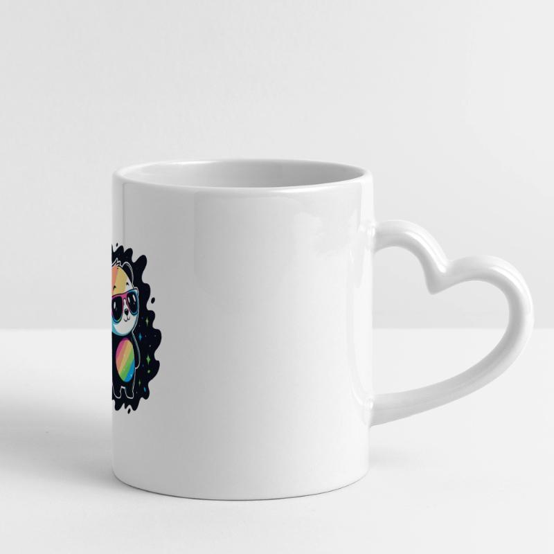 Panda Rainbow Galaxy Coole Brillen Panoramatasse mit Herzhenkel