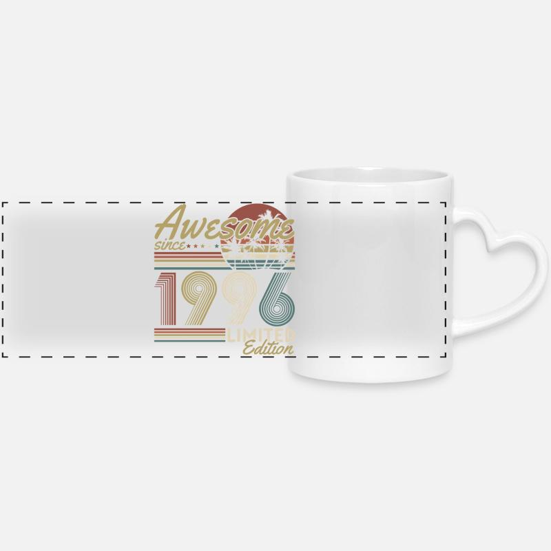 1996 Vintage Birthday Vintage Retro Gift - Panoramic mug with heart handle - white