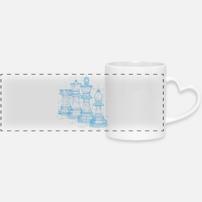 Chess Blueprint for Men Gift - Panoramic mug with heart handle - white