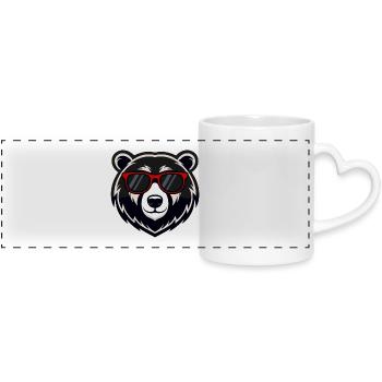 Coole Teddybär-rote Brille - Panoramatasse mit Herzhenkel - Weiß - Vorne