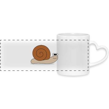 Brown snail - Panoramic mug with heart handle - white - Front