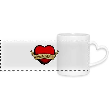 day design mother mothers - Panoramic mug with heart handle - white - Front