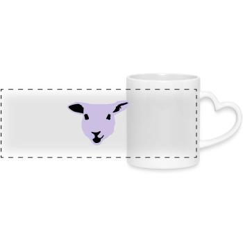 sheep, lamb - Panoramic mug with heart handle - white - Front