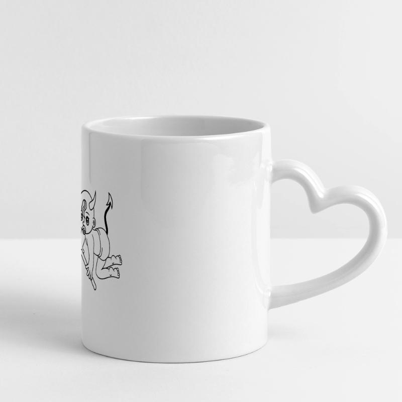 evil devil demon hell devil satan crawling pacifie Panoramic mug with heart handle