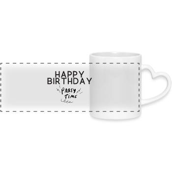 Happy Birthday - Panoramic mug with heart handle - white - Front