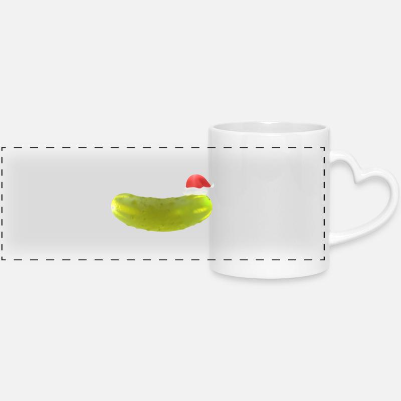 Christmas Cucumber - Panoramic mug with heart handle - white