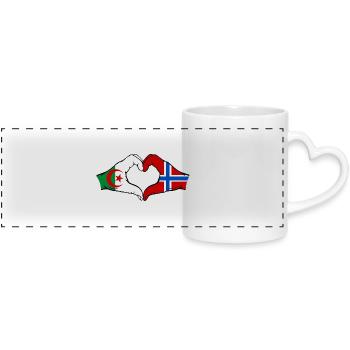 Algeria Norway Flag Hands Heart Shape - Panoramic mug with heart handle - white - Front