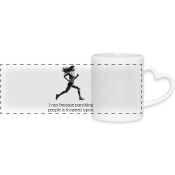 I run because punching people is frowned upon. - Panoramic mug with heart handle - white - Front