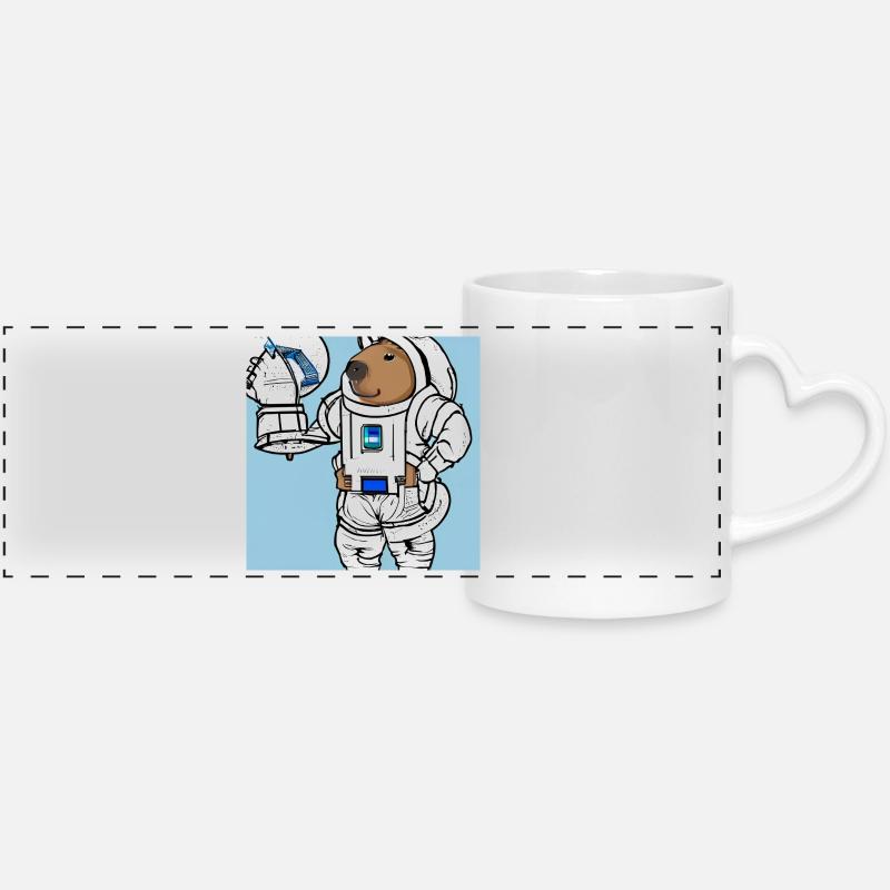 Astronaute de Capybara - Mug panoramique avec anse en forme de cœur - blanc