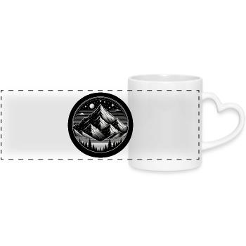 Mountain, Night, Starry Sky, Forest - Panoramic mug with heart handle - white - Front