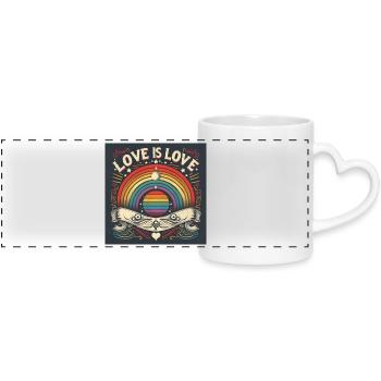 LOVE is LOVE - Mug panoramique avec anse en forme de cœur - blanc - Devant