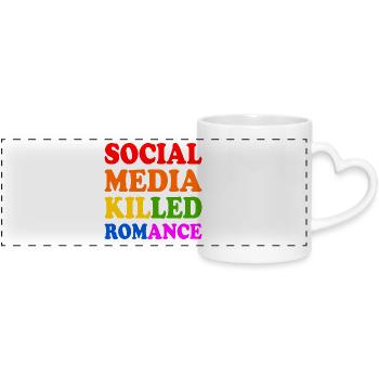 Social Media Killed Romance - Panoramic mug with heart handle - white - Front