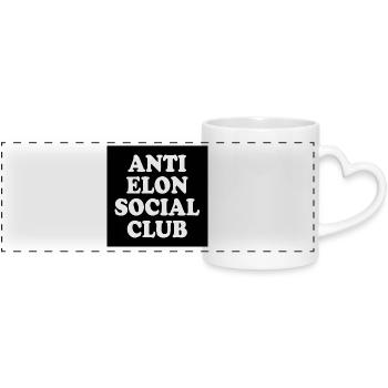 anti elon social club - Panoramic mug with heart handle - white - Front