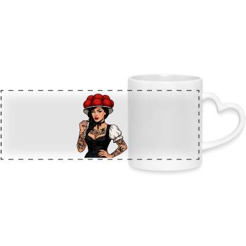 Bollenhut Tattoo Girl Schwarzwald Freiburg Heimat - Panoramatasse mit Herzhenkel - Weiß - Vorne