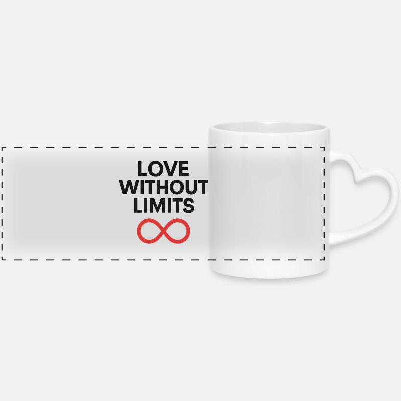 Liebe ohne Grenzen Infinity Design - Panoramatasse mit Herzhenkel - Weiß