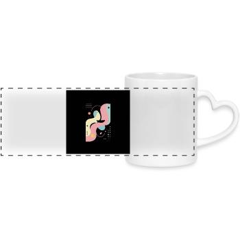 Female Abstract On Black Background - Panoramic mug with heart handle - white - Front