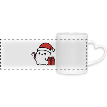 Christmas Cookie with Santa Hat - Panoramic mug with heart handle - white - Front