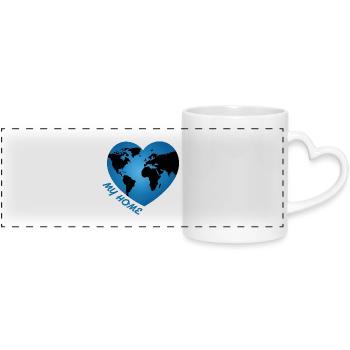Ma maison – Cœur Planète Terre - Mug panoramique avec anse en forme de cœur - blanc - Devant