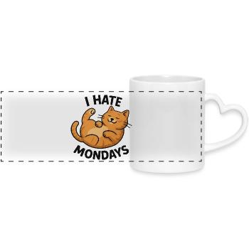 Charming cat drawing with sarcastic saying - Panoramic mug with heart handle - white - Front