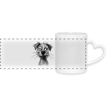 Sketch Dog Portrait Cheeky - Panoramic mug with heart handle - white - Front