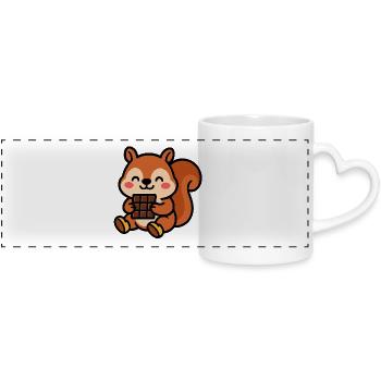Squirrel with chocolate bar - Panoramic mug with heart handle - white - Front