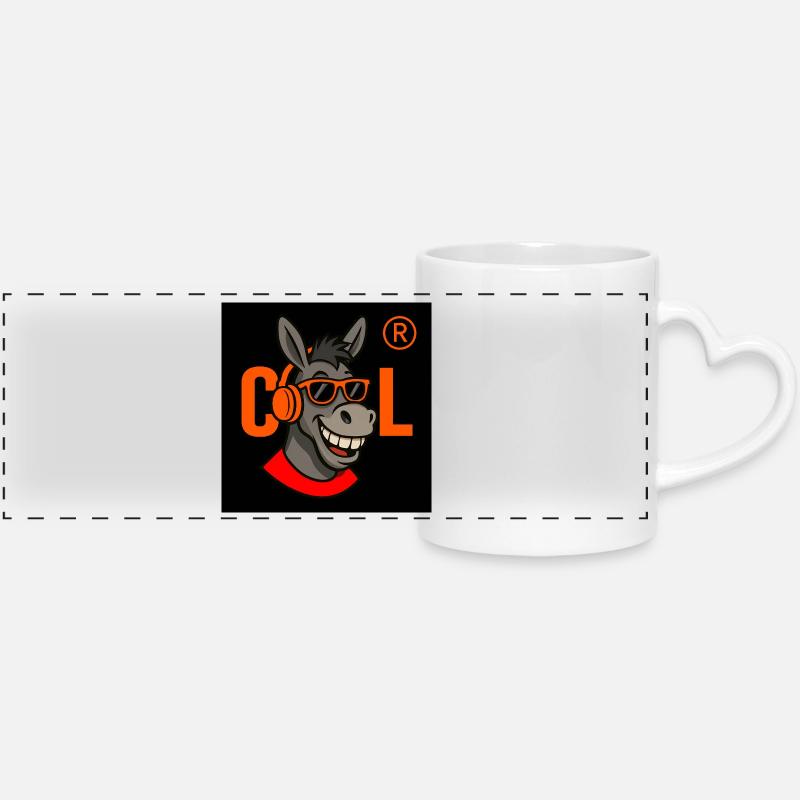 Cool Donkey DJ Logo - Mug panoramique avec anse en forme de cœur - blanc