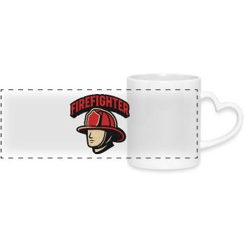 Firefighter Hero Retro - Panoramic mug with heart handle - white - Front