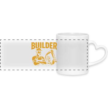 Construction worker kraft yellow on black - Panoramic mug with heart handle - white - Front