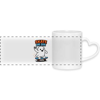 Ghost skater on skateboard - Panoramic mug with heart handle - white - Front