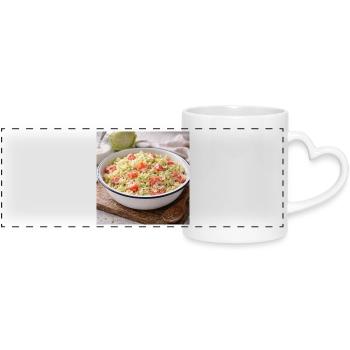 Cremiger Kohl-Tomaten-Salat - Panoramatasse mit Herzhenkel - Weiß - Vorne