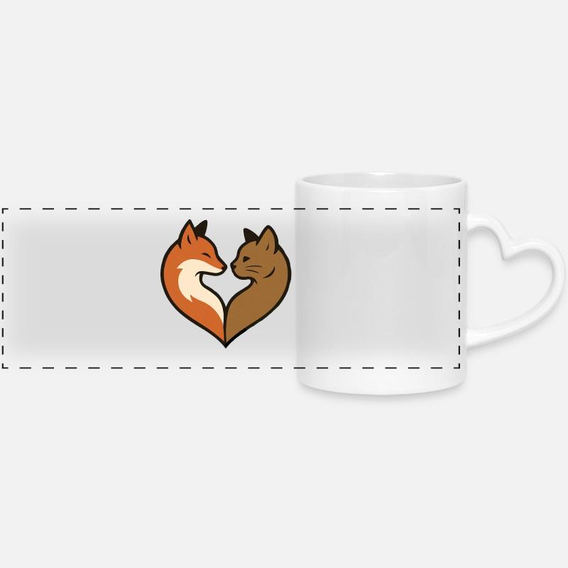 Forme de cœur d’animal - Mug panoramique avec anse en forme de cœur - blanc