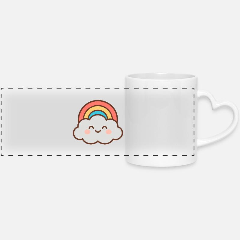 Cloud Smile Rainbow - Panoramic mug with heart handle - white