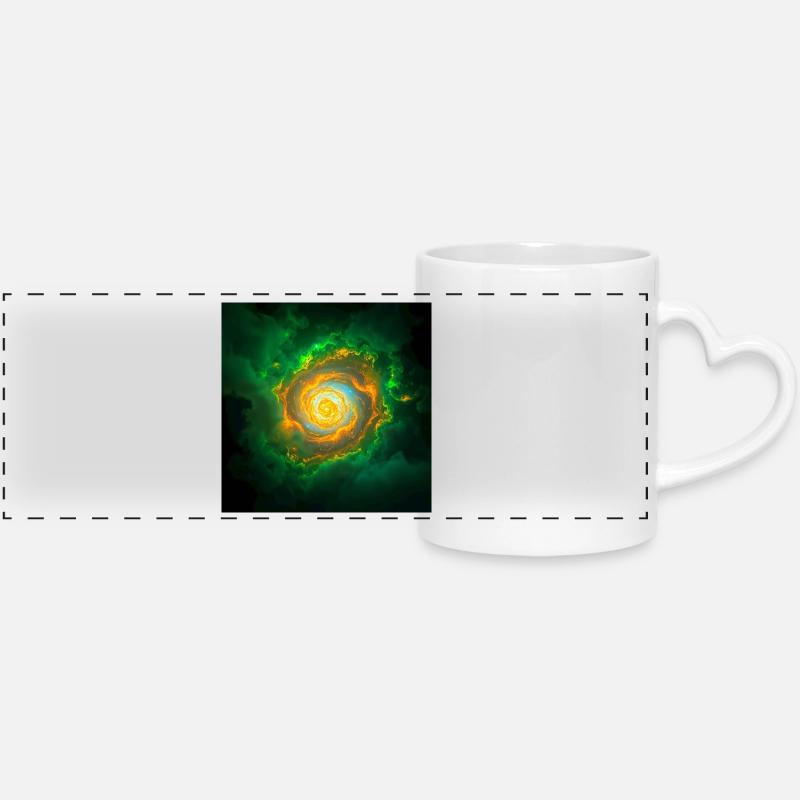 Spiral Neon Galaxy - Panoramic mug with heart handle - white