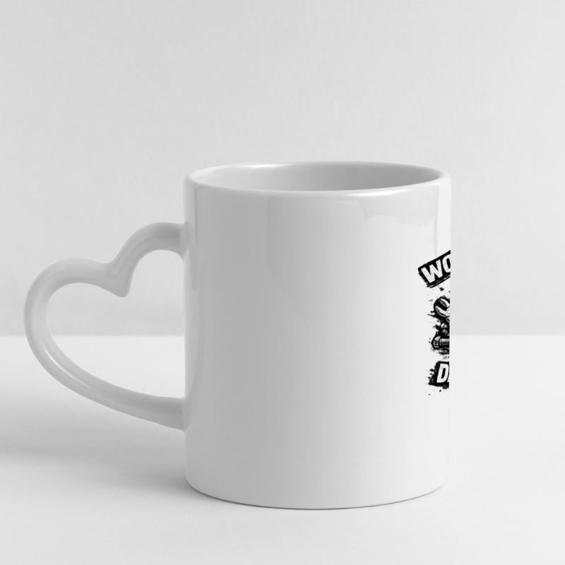 Father work: More commitment Panoramic mug with heart handle