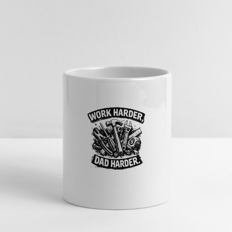 Father work: More commitment Panoramic mug with heart handle