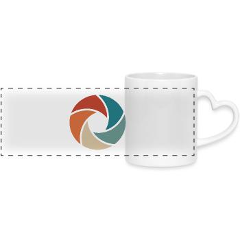 appareil photo - Mug panoramique avec anse en forme de cœur - blanc - Devant