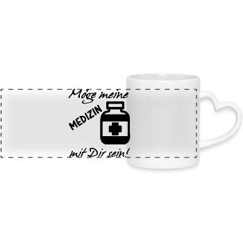 Meine Medizin Gesundheit, Arzt, Sprüche,Geschenk - Panoramatasse mit Herzhenkel - Weiß - Vorne