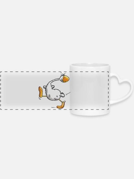 Laufente Erna - Ente - Panoramatasse mit Herzhenkel - Weiß