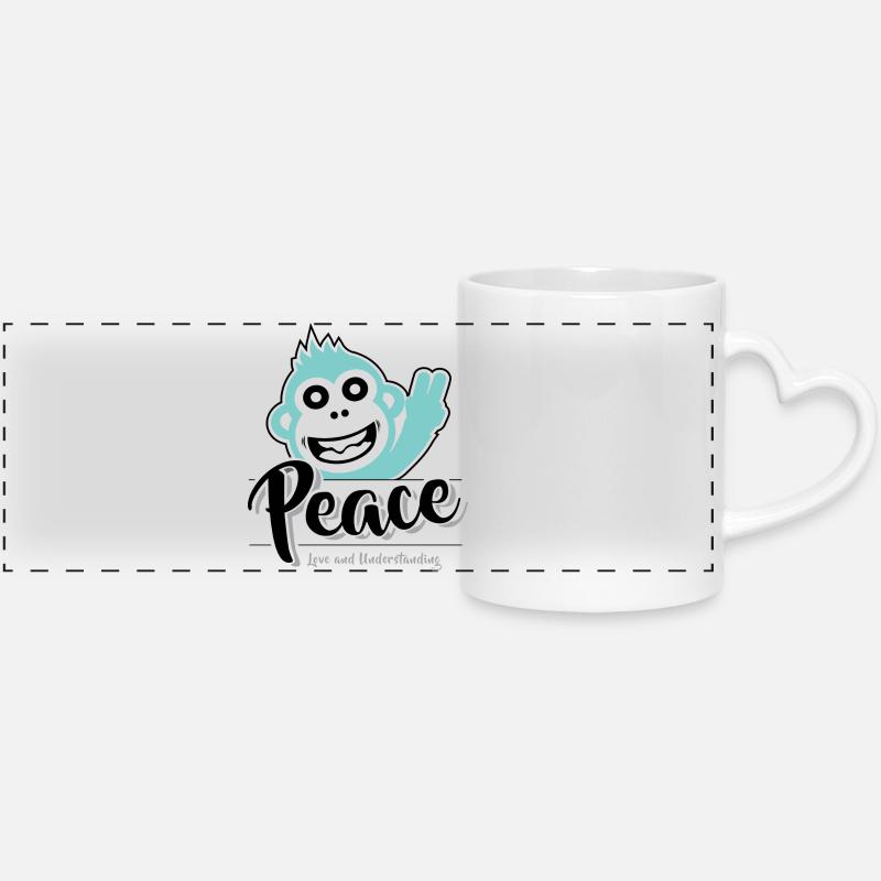 Peace love and understanding - Panoramic mug with heart handle - white