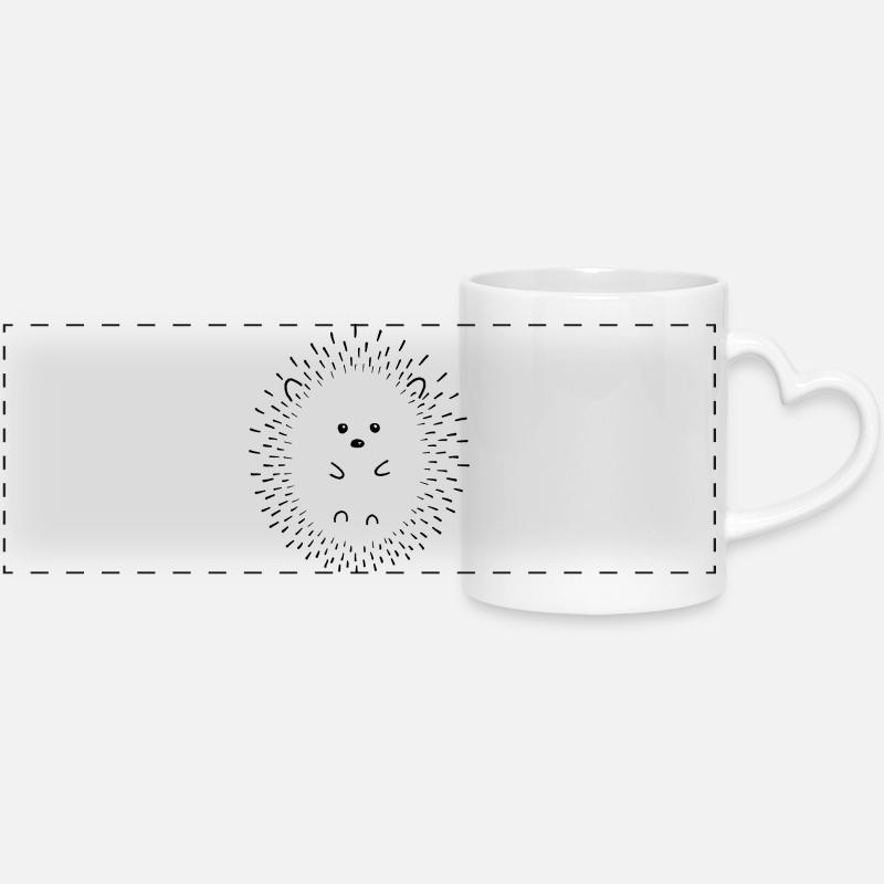Hérisson Art au trait - Mug panoramique avec anse en forme de cœur - blanc