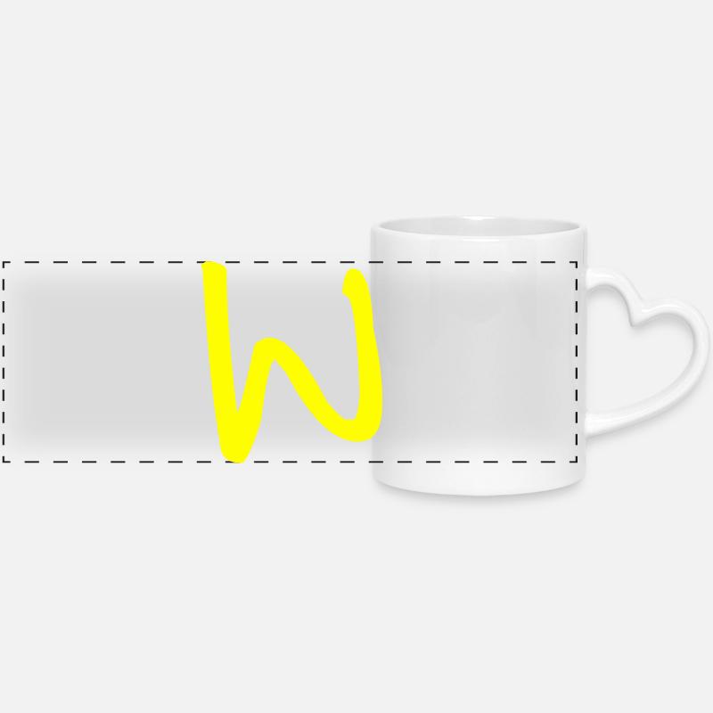 Buchstabe W - Panoramatasse mit Herzhenkel - Weiß