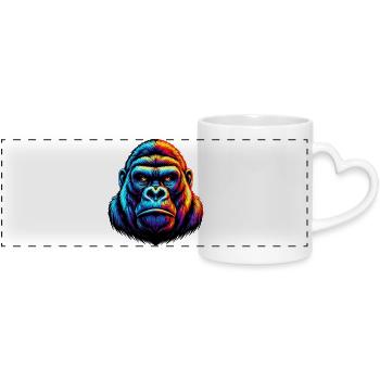 Gorilla - Panoramic mug with heart handle - white - Front