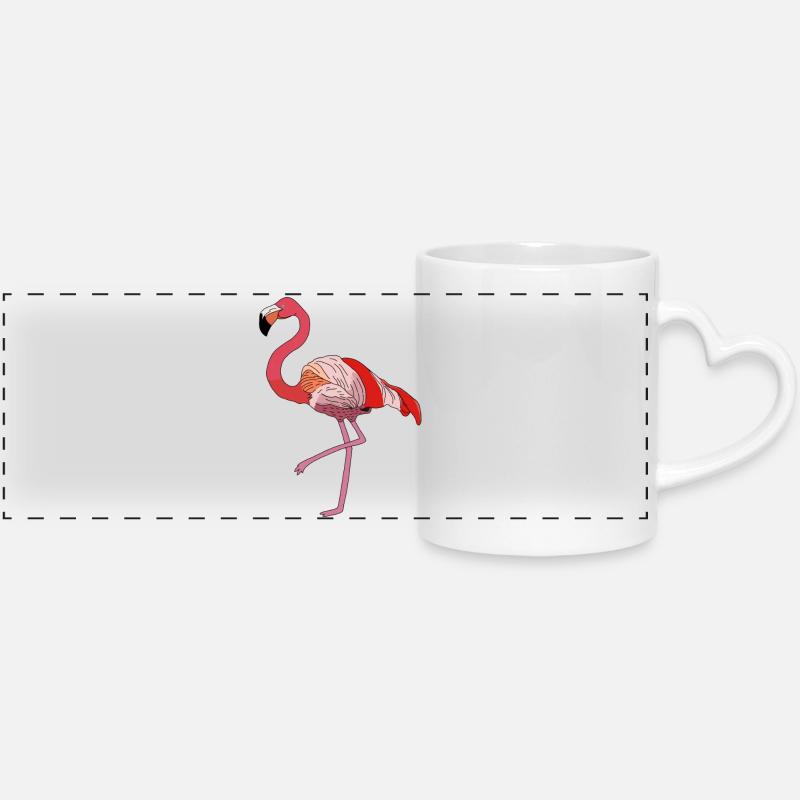 Flamingo - Panoramatasse mit Herzhenkel - Weiß