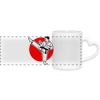 Karate Mae-Geri - Panoramic mug with heart handle - white - Front