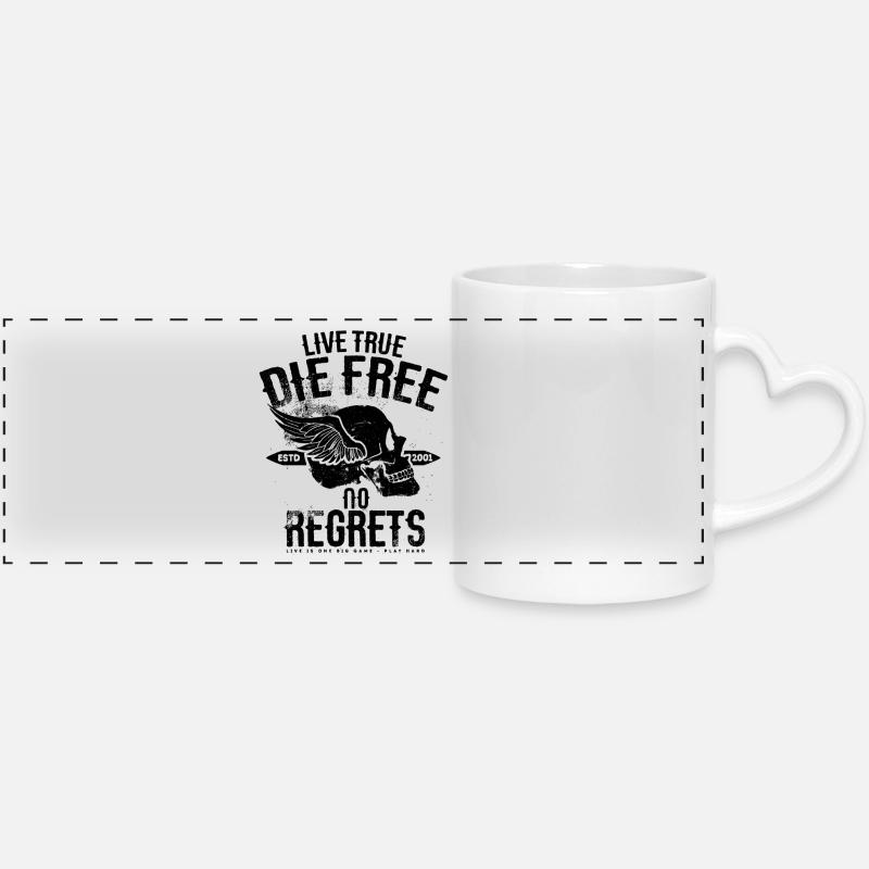 LiveTrueDieFree - Mug panoramique avec anse en forme de cœur - blanc