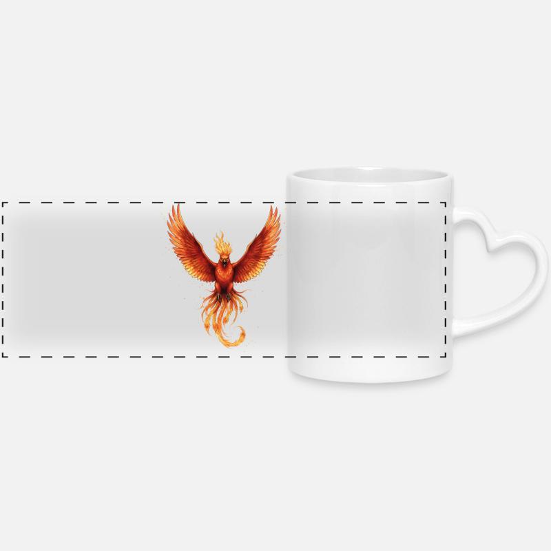 Feu Phoenix Flame Flight - Mug panoramique avec anse en forme de cœur - blanc